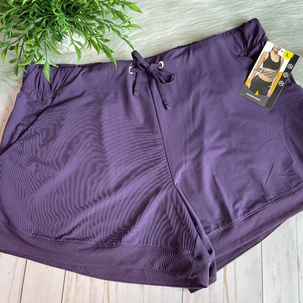 Avia Womens Athletic Walking Short Purple Size L
